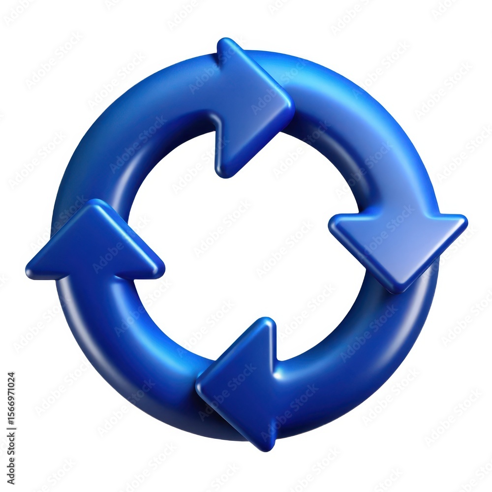 Poster 3d rotating arrows circular process cycle renewal icon