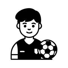 Illustration of a cheerful young soccer player holding a soccer ball