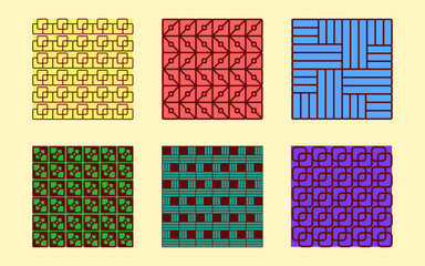 A Set of colorful Pattern designs for fabric textile business elements 