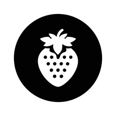 Stylized Strawberry Icon on Black Circle, Representing Freshness and Simplicity
