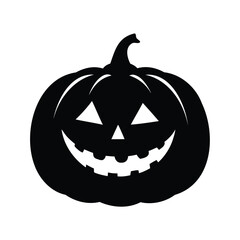 Happy Halloween Pumpkin Silhouette with Triangular Eyes and Spooky Smile