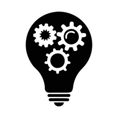 Lightbulb with gears representing innovation, creativity, engineering, and mechanical thinking