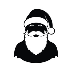 Minimalist Santa Claus Vector Illustration in Black and White for Christmas