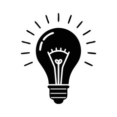 Stylized Light Bulb with Radiating Lines Representing Illumination and Energy