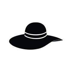 Silhouette of a classic sun hat with a decorative band around it