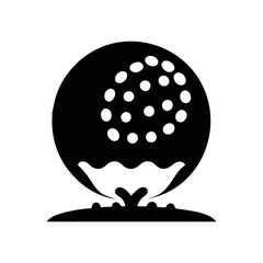 Black and white vector image of a golf ball on a tee