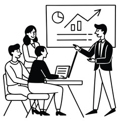 Business meeting with presentation people discussion