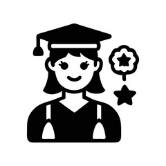 Silhouette illustration of a graduate with stars symbolizing academic achievement and success