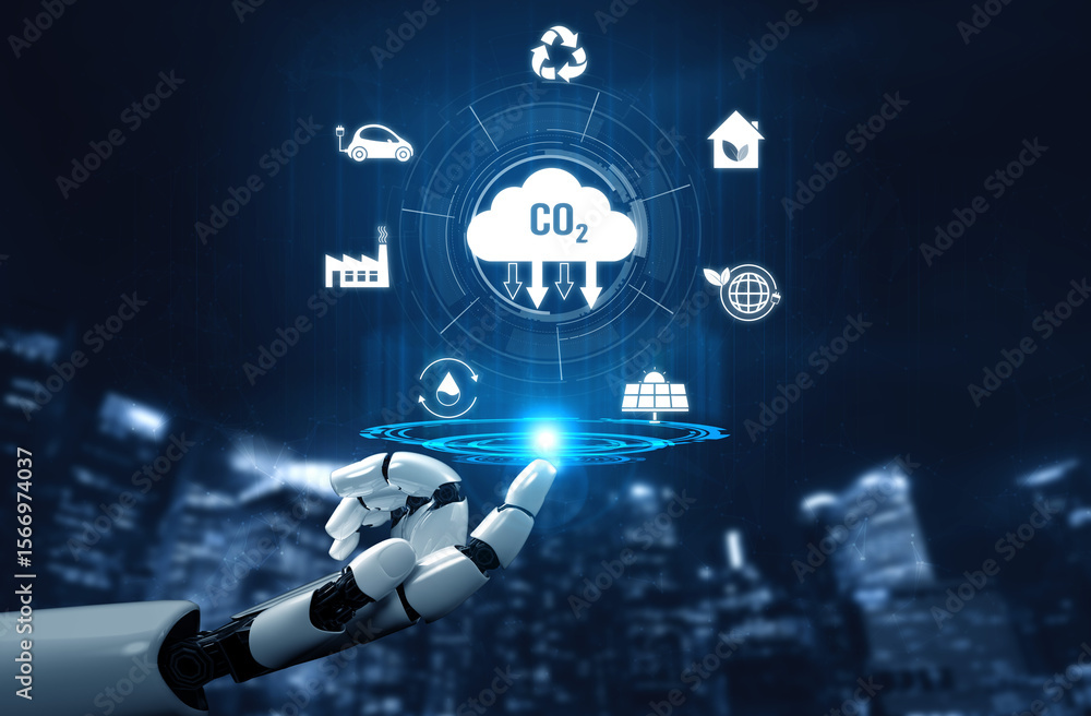 Poster ai artificial intelligence accelerates net zero goals by supporting green strategies, smart energy t