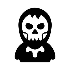 Stylized Black and White Grim Reaper Illustration for Halloween Festivities