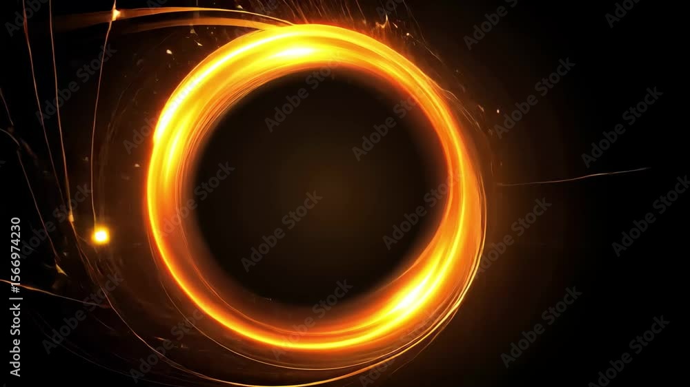 Poster bright light circles create an abstract background with shimmering effects and radiant colors in dar
