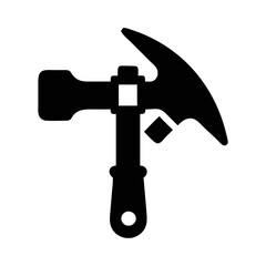 Illustration of a hammer, a hand tool, in a stark black and white design