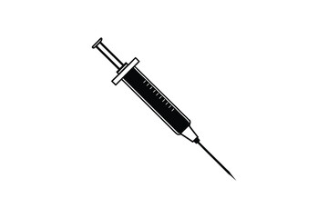 Fototapeta premium Simple Medical Syringe Injection Black and White Silhouette