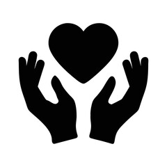 Hands holding a heart in symbol of love care or support