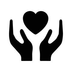 Fototapeta premium A black silhouette of two hands holding a heart shape above them