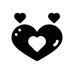 Elegant black heart containing a smaller heart accompanied by two smaller hearts