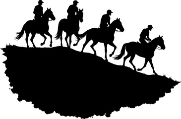 Mountain Horse Racing Downhill Silhouette vector bundle
