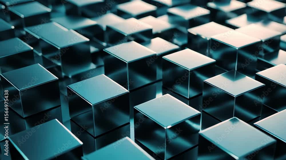 Aufkleber abstract futuristic background featuring blue cubes on a textured surface, surface with blue cubes a