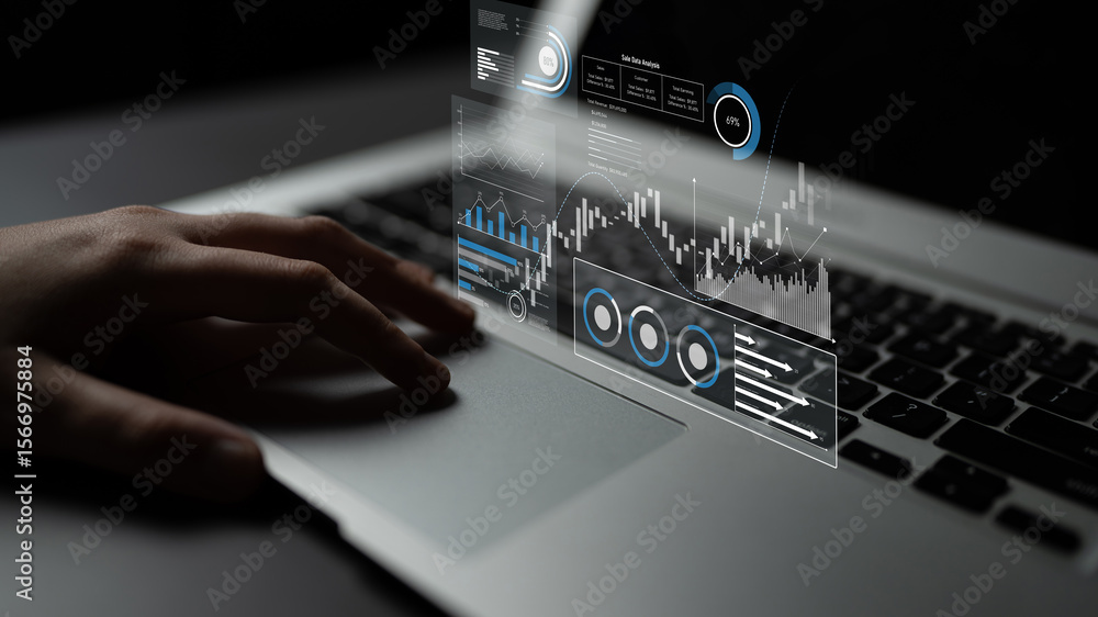 Poster sales data analysis dashboard showing performance, trends, and insights. sales data tracks growth, s