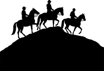 Mountain Horse Racing Downhill Silhouette vector bundle