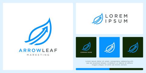 Simple arrow leaf logo design template