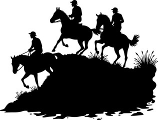 Mountain Horse Racing Downhill Silhouette vector bundle