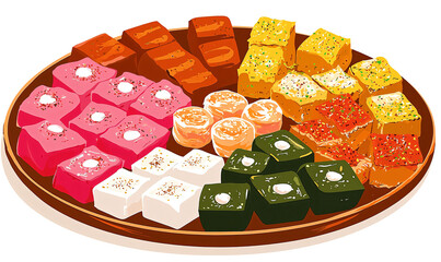 Vibrant Assorted Sweets Platter: Colorful Candies Artfully Arranged for Festive Indulgence