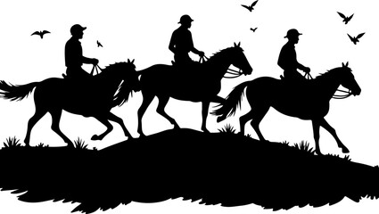 Mountain Horse Racing Downhill Silhouette vector bundle