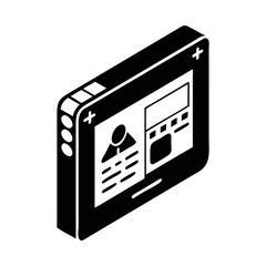 Isometric black and white depiction of a user interface design concept