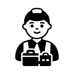Man with Two Briefcases, Represents Work, Travel, and Business Activities Icon