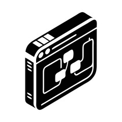 Isometric icon depicting workflow or sitemap on a computer or web browser