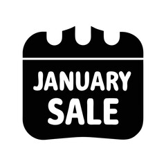 Black and White January Sale Calendar Icon for Marketing and Promotions
