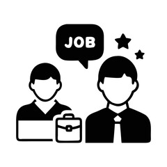 Job hunting, hiring, and recruiting professional icon design with potential employee