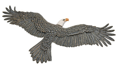 Majestic Close-Up of a Detailed Bronze Bald Eagle Sculpture in Flight