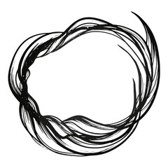 Abstract black circular lines creating a swirling frame design  