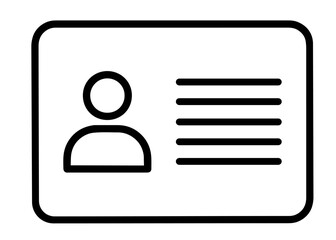 Profile ID card with user avatar and personal data lines. identification, user registration, digital account access, personalization, credential verification, databases, employee systems.
