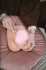 Silicone vagina in women's hands.gynecology
