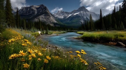 Turquoise river a scenic canadian landscape