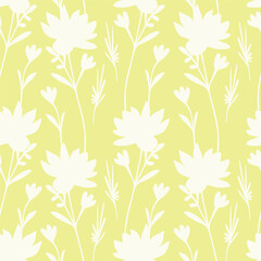 Cute vector floral seamless pattern. Colorful flowers background. Trendy repeat texture for fashion print, wallpaper or fabric.