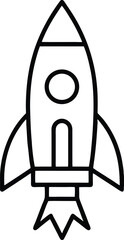 Minimalist Rocket Launch Icon with Line Art Style on transparent background