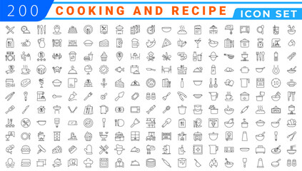Premium Cooking and Recipe Icons – Line, Outline, Minimal, Vector – Kitchen, Chef, Food, Baking, Restaurant UI Icons