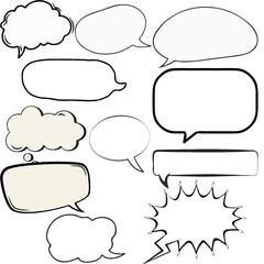 Obraz premium Chalkboard with speech bubbles variety of speech bubbles on chalkboard 