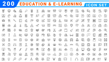  Outline icons related to knowledge. Linear icon collection. Editable stroke. Vector illustration