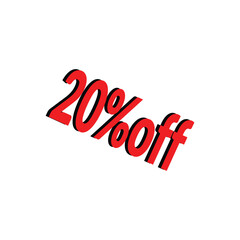 20 percent price off icon. Sale label or tag. Discount badge or sticker design element.
