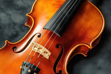 Fototapeta premium Musician passionately playing classic violin in an intimate setting during evening performance, Close-up of musician playing violin, classic music