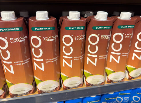 Zico Chocolate Coconut Water on Store Shelf


