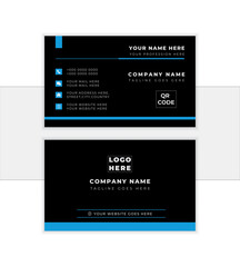 Double-sided creative business card template. landscape orientation. Modern concept with luxury decoration art. logo and Qr code. stationary design. Vector illustration print template.
              