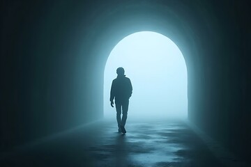 Obraz premium silhouette of a man standing in a doorway