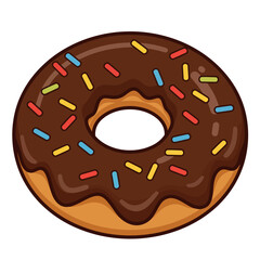 A chocolate-frosted donut with sprinkles