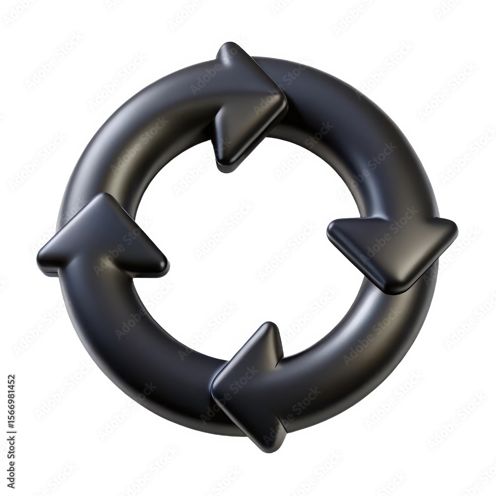 Poster circular arrow icon 3d render of rotating arrows for process cycle and renewal concepts
